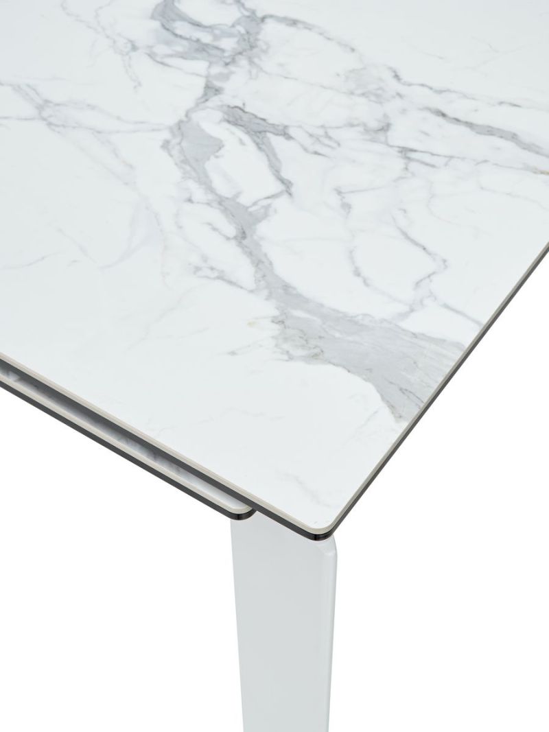 Стол corner 120 high gloss statuario керамика белый каркас